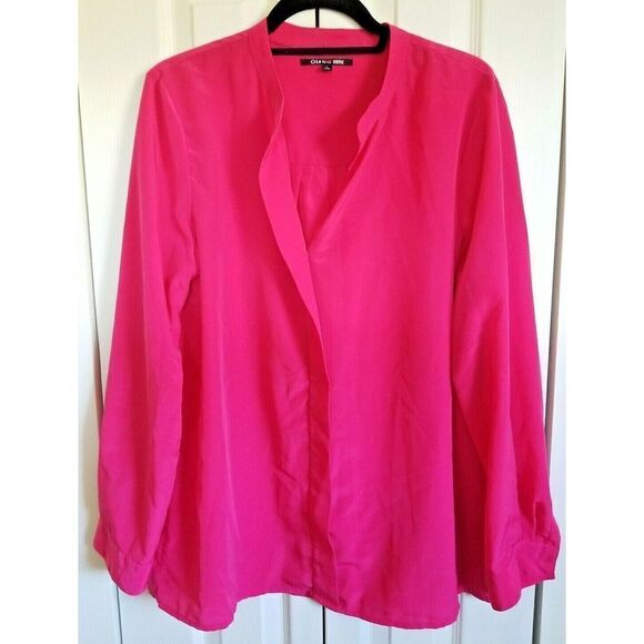 Gianni Bini Large Bright Pink Romantic Style Blouse‎ L/S Top Shirt Tunic - Picture 1 of 5
